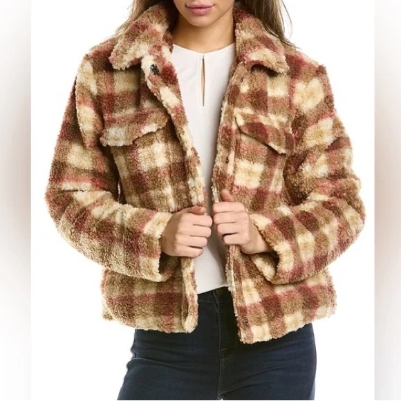 Avec Les Filles Sherpa Plaid Jacket, Size XS New w/Tag - Picture 6 of 6